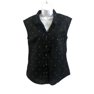 Merona Black with White Geometric Print Sleeveless Button Down Top Size Small